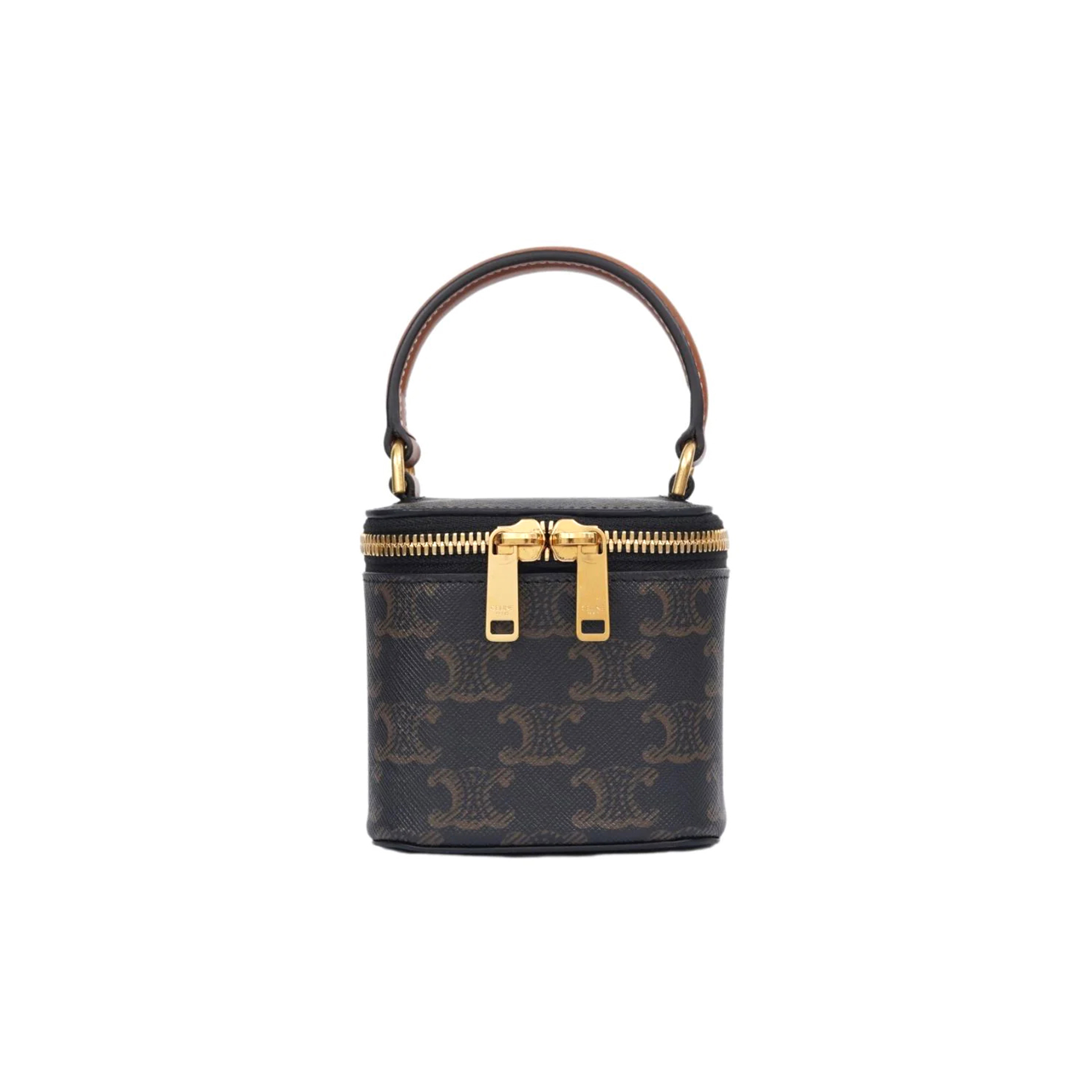 Ce**e mini vanity case in triomphe canvas and calfskin 100766 (9.5*9*9cm)